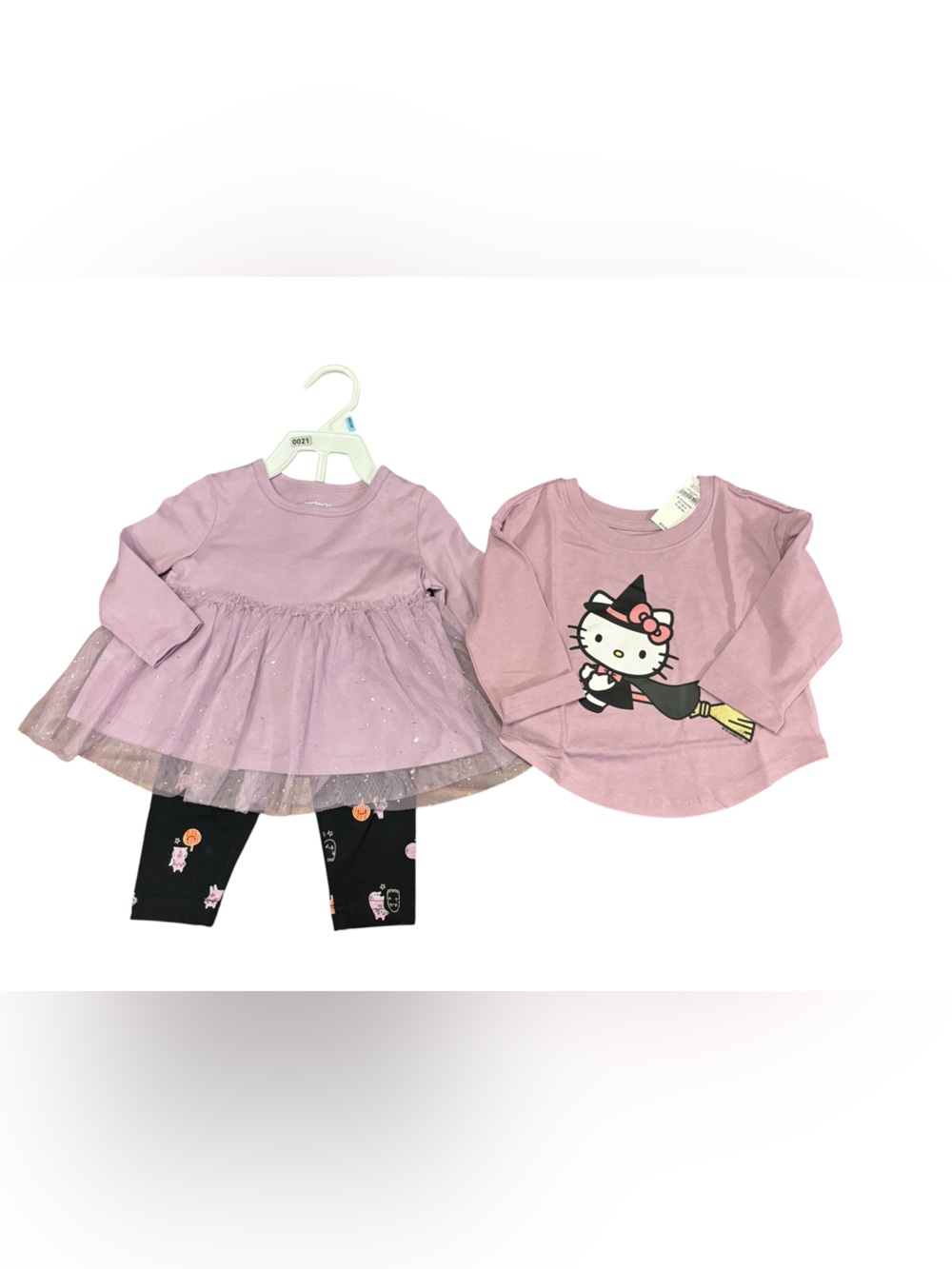 NWT 6M Carter’s 2 pc Halloween outfit and BabyGap Hello Kitty Shirt